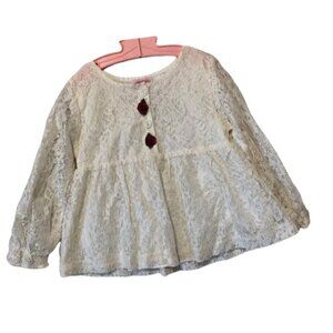 Vintage White Lace Rose Bud Peplum Floral Top 6